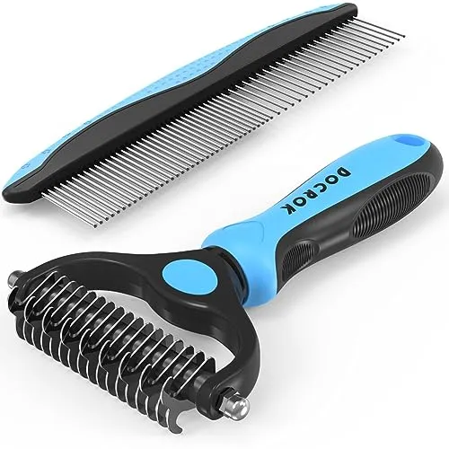 2-in-1 Professional Pet Grooming Brush and Metal Comb Set (2) 2-in-1 Professional Pet Grooming Brush and Metal Comb Set