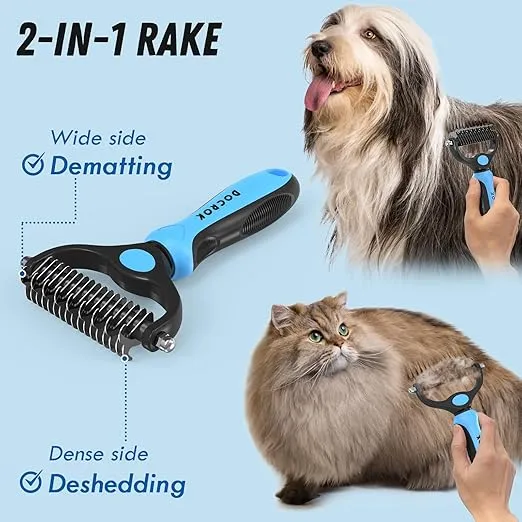 2-in-1 Professional Pet Grooming Brush and Metal Comb Set (3) 2-in-1 Professional Pet Grooming Brush and Metal Comb Set