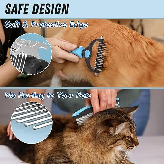 2-in-1 Professional Pet Grooming Brush and Metal Comb Set (5) 2-in-1 Professional Pet Grooming Brush and Metal Comb Set