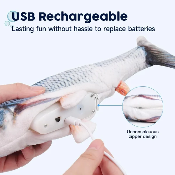 61FmWtpXYxL._AC_SL1500_ Interactive Floppy Electric Fish Toy for Cats - Rechargeable Motion-Activated Kicker