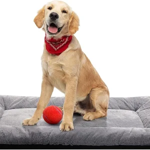 Cozy Faux Fur Dog Bed for Crates – Anti-Slip Washable Kennel Pad for 40-70 lbs Dogs