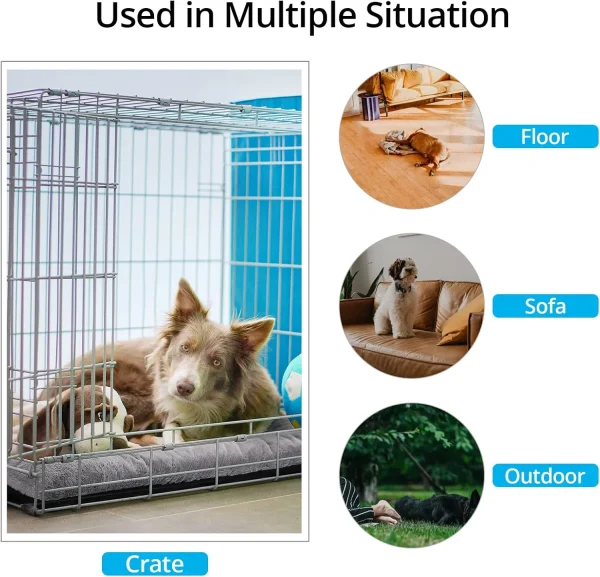 Cozy Faux Fur Dog Bed for Crates – Anti-Slip Washable Kennel Pad for 40-70 lbs Dogs