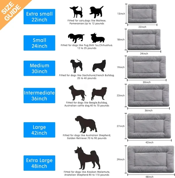 Cozy Faux Fur Dog Bed for Crates – Anti-Slip Washable Kennel Pad for 40-70 lbs Dogs