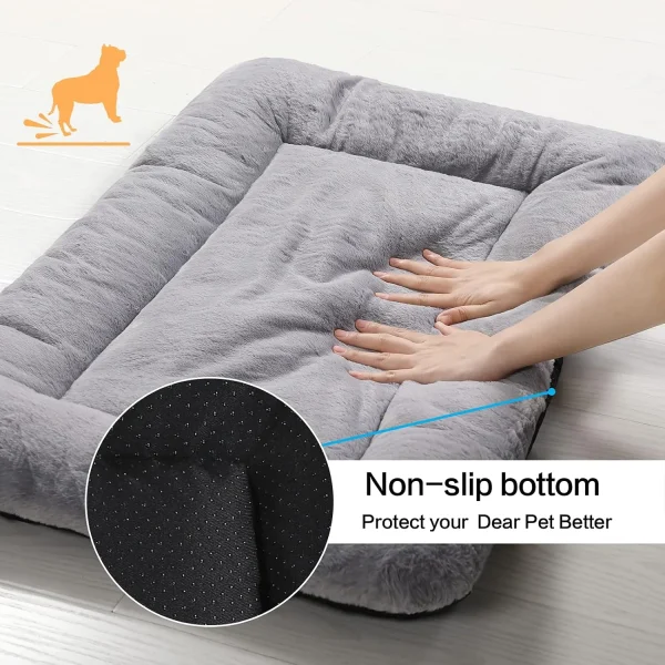 Cozy Faux Fur Dog Bed for Crates – Anti-Slip Washable Kennel Pad for 40-70 lbs Dogs