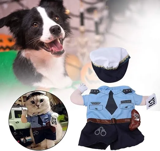 Pet Police Costume for Cats - Comfortable Halloween Outfit