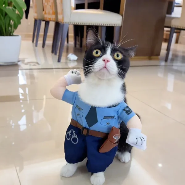 Pet Police Costume for Cats - Comfortable Halloween Outfit