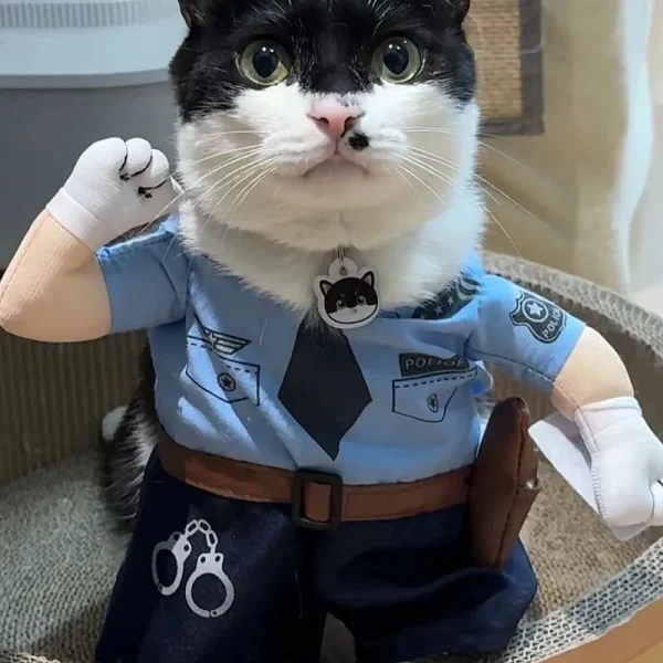 Pet Police Costume for Cats - Comfortable Halloween Outfit