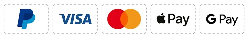 Hipet Studio official secure payment methods including PayPal, Visa, Mastercard, Apple Pay, and Google Pay